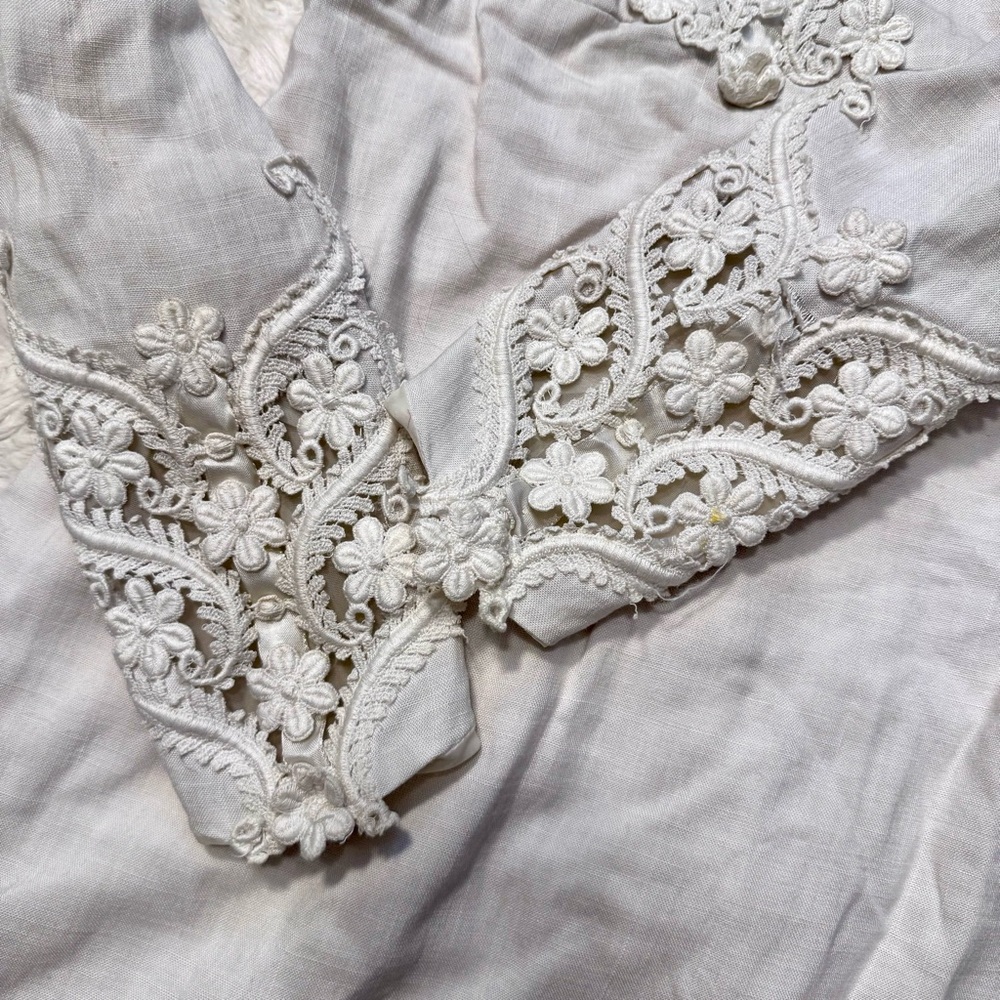 1950s Heirloom Cotton Wedding Gown | Soutache Lace Bridal Dress restoration - Picture 5 of 6